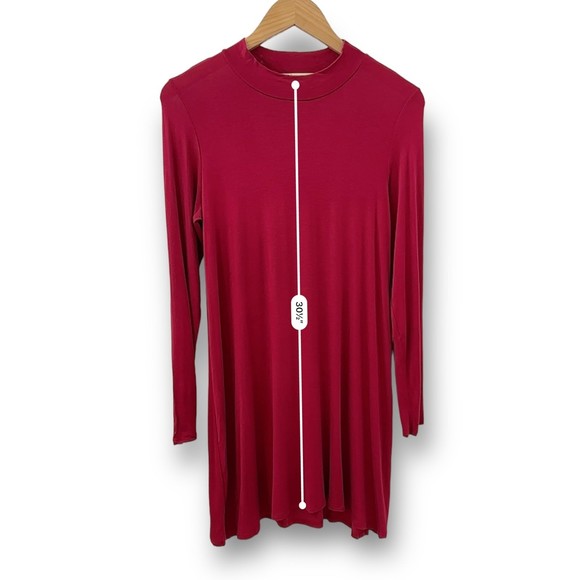 Women’s Boutique Solid Red Long Sleeve Dress Small - Picture 5 of 8